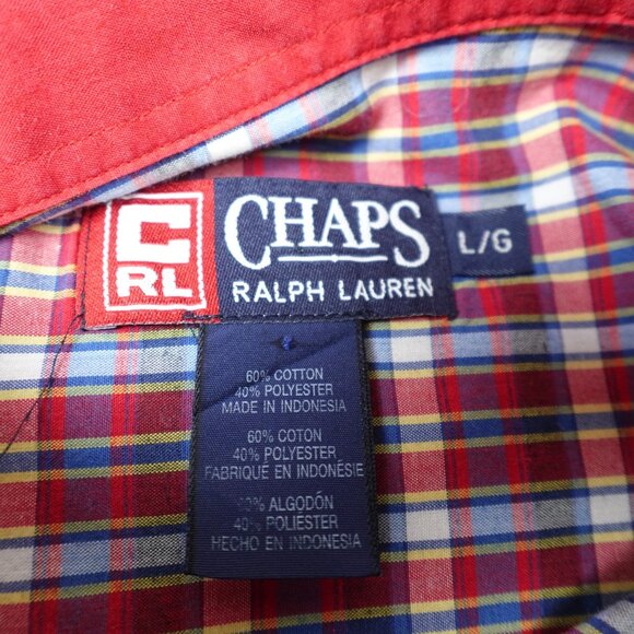 Vintage Chaps Ralph Lauren Short Sleeve Shirt Men's Large Casual Button Down - Picture 4 of 10